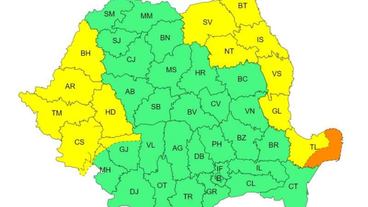 Galațiul și Vasluiul nu scapă de ploi torențiale. Cod portocaliu și în Delta Dunării