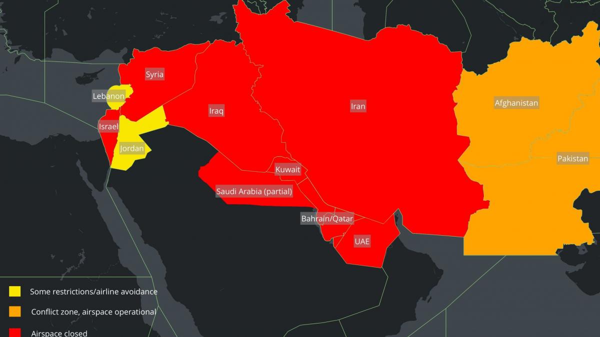 24% dintre zborurile către Orientul Mijlociu, anulate într-o singură zi
