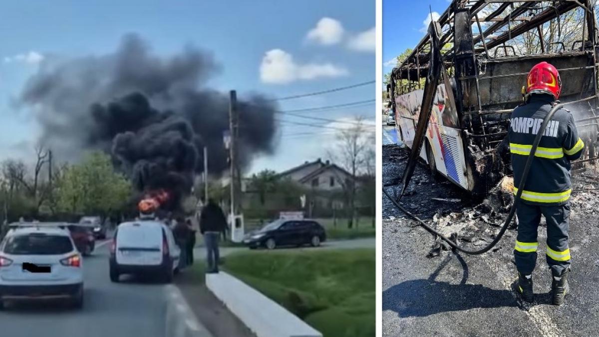un autocar a luat foc cu 27 de pasageri la bord