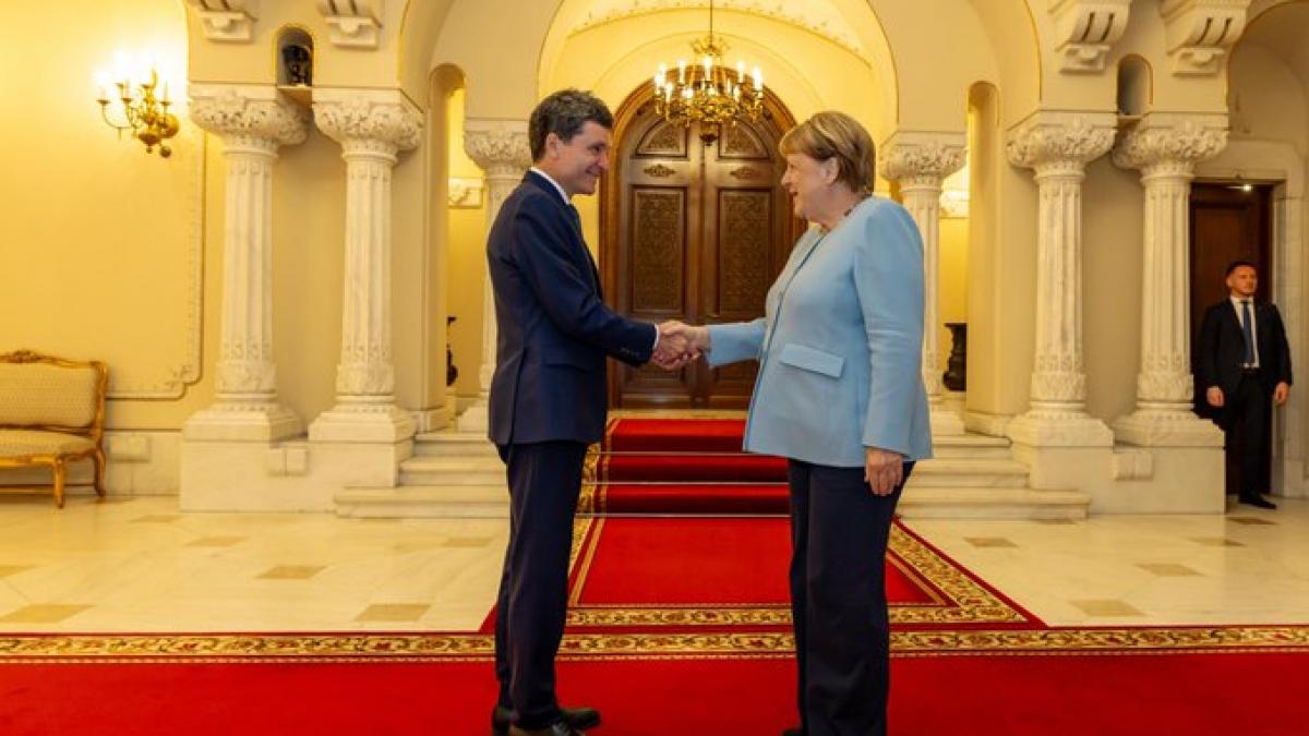 Angela Merkel, primită oficial de șeful statului, Nicușor Dan