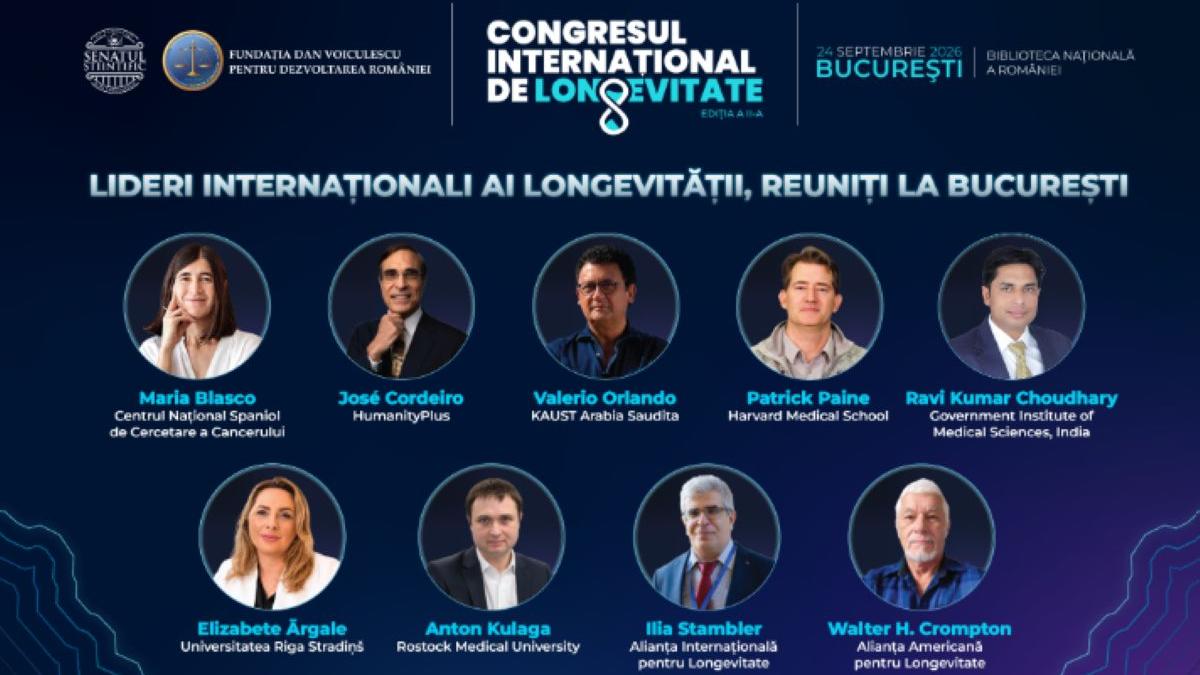 Lideri mondiali ai longevității, la București. Cercetători de la Harvard, CNIO și KAUST, la Congresul Internațional de Longevitate