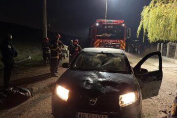 Pompier lovit cu o cărămidă în piept în timp ce stingea un incendiu la Ștefănești, în Argeș. Autospeciale avariate, au intervenit mascații